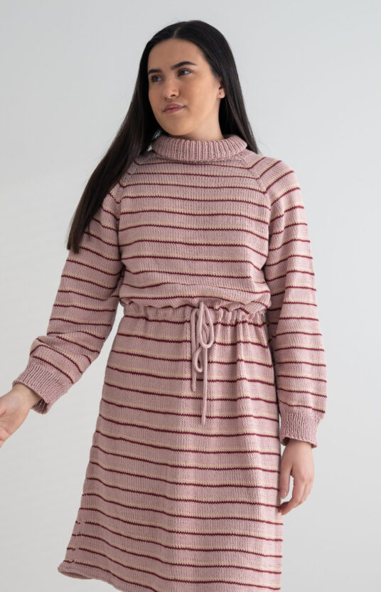 strikkeoppskrft kjole bomull dame