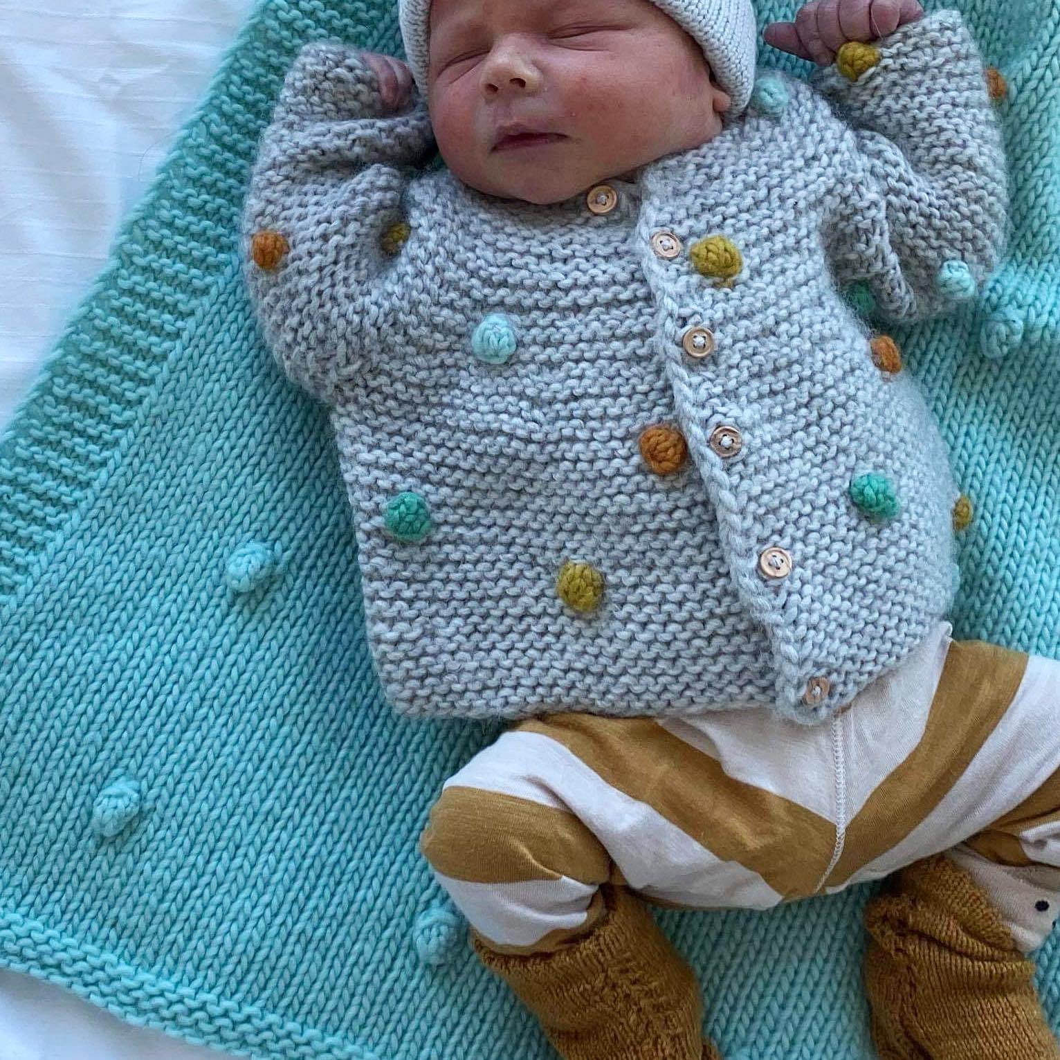 KSSHeavy Light Green Popcorn Baby/Toddler Sweater/Jacket & Hat 12-18 Months SW-958 