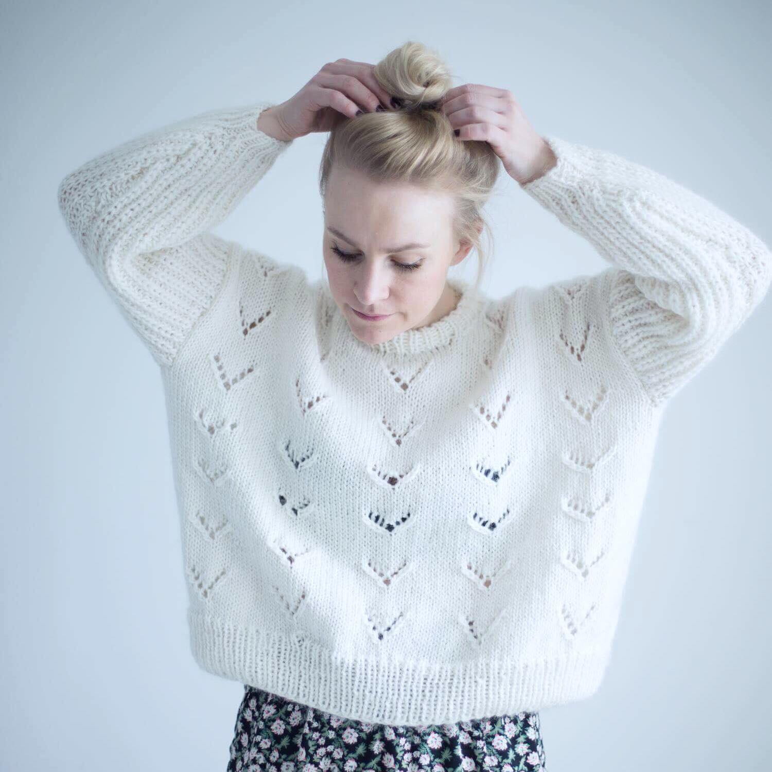  - Bloom Sweater Knitting Pattern | Eyelet pattern | Womens knitted sweater - 07/04/2018