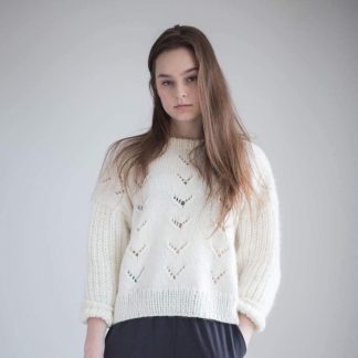 strikkeoppskrift genser ungdom dame jente - Bloom Sweater | Eyelet pattern | Womens knitted sweater - by HipKnitShop - 03/04/2018