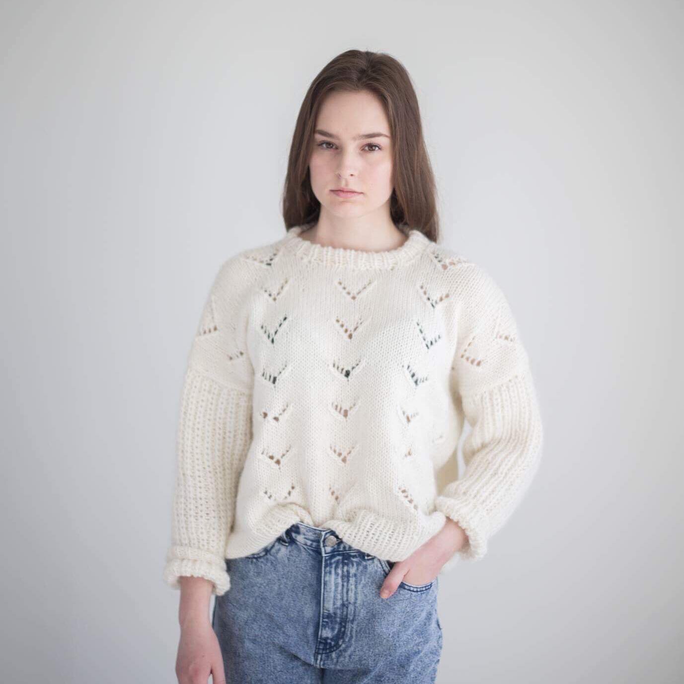  - Bloom Sweater | Eyelet pattern | Womens knitted sweater - by HipKnitShop - 03/04/2018