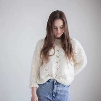 strikkeoppskrift genser dame jente ungdom - Bloom Sweater | Eyelet pattern | Womens knitted sweater - by HipKnitShop - 03/04/2018