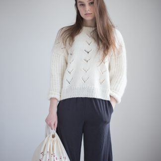 strikkeoppskrift genser dame halvpatent mønster - Bloom Sweater | Eyelet pattern | Womens knitted sweater - by HipKnitShop - 03/04/2018