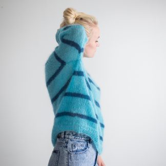 genser med striper raglanfelling - Heysailor! | Striped mohair sweater knittingpattern - by HipKnitShop - 26/06/2018