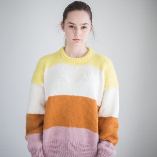 sweater stripes women knitting pattern kit