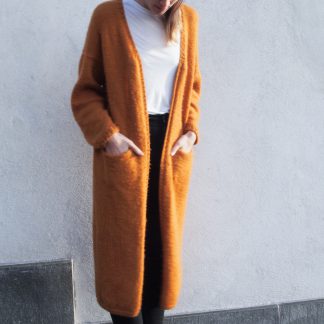 strikkeoppskrift jakke dame flettestrikk - Knitting pattern womens cardigan sweater. Long knitted jacket. Alba jacket. - 11/12/2017