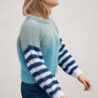 easy knitting patterns - Paradise sweater knitting kit | Striped sweater women - by HipKnitShop - 10/05/2019