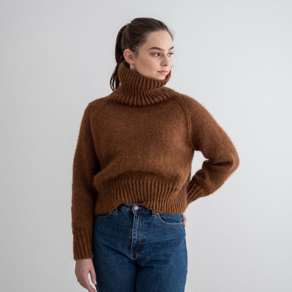 North Sweater Cropped | Turtleneck sweater knit pattern | by HipKnitShop