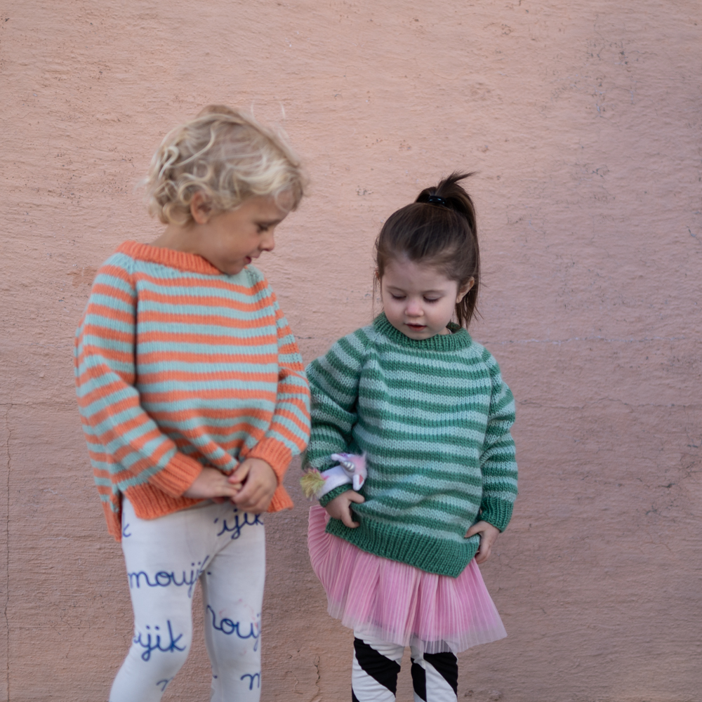 colorful knitkids - Striped sweater kids knitting pattern | Stripeday sweater - by HipKnitShop - 18/03/2019