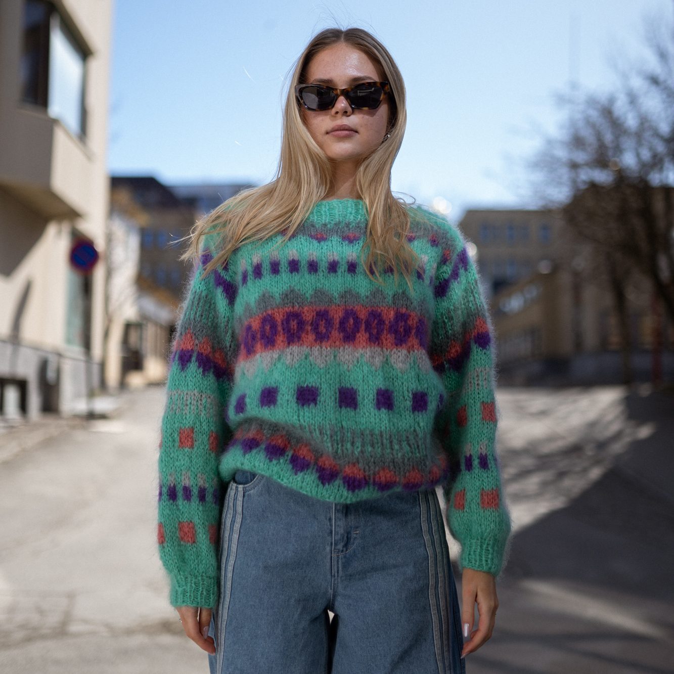 cool knitted sweater colourful women