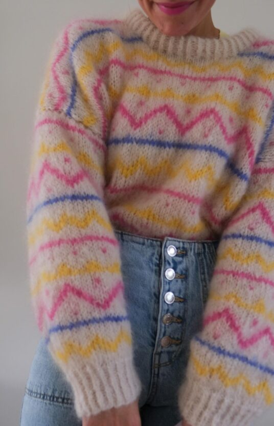 fluffy genser strikkeoppskrift