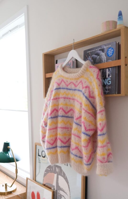 fluffy genser strikkeoppskrift