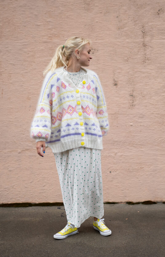 strikk dame jakke 80talls