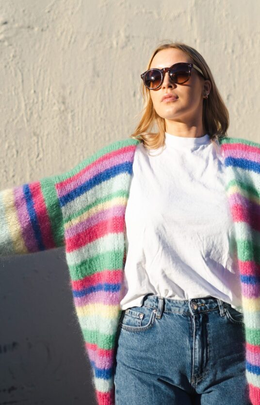 stripejakke dame strikkeoppskrift