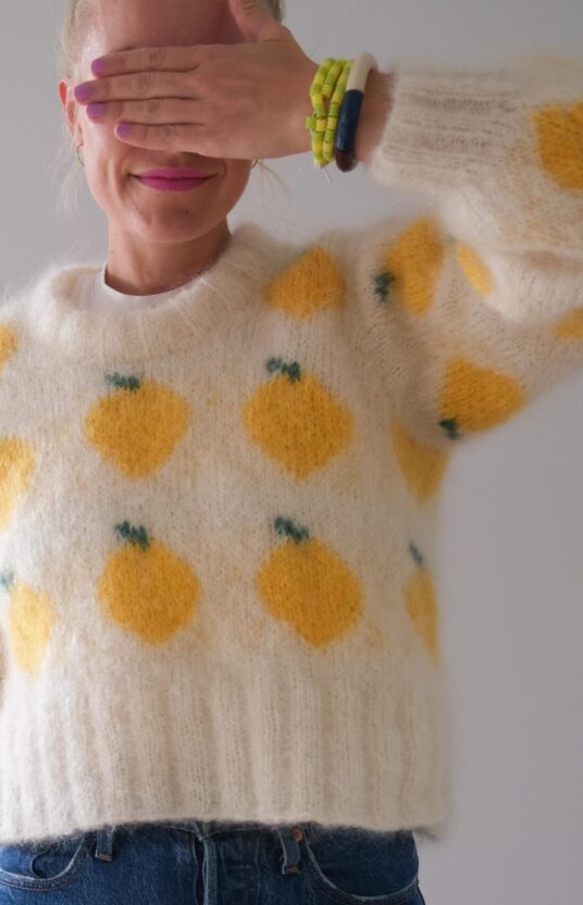 strikkeoppskrift genser dame sitron