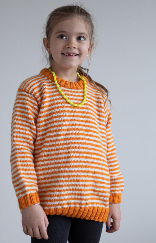 strikkegenser barn med striper oppskrift