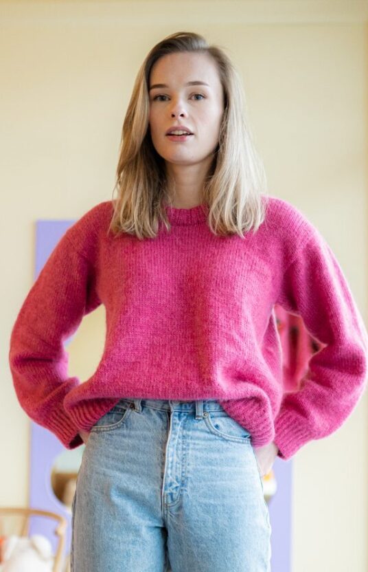 hverdagsgenser dame strikket ovenfra og ned