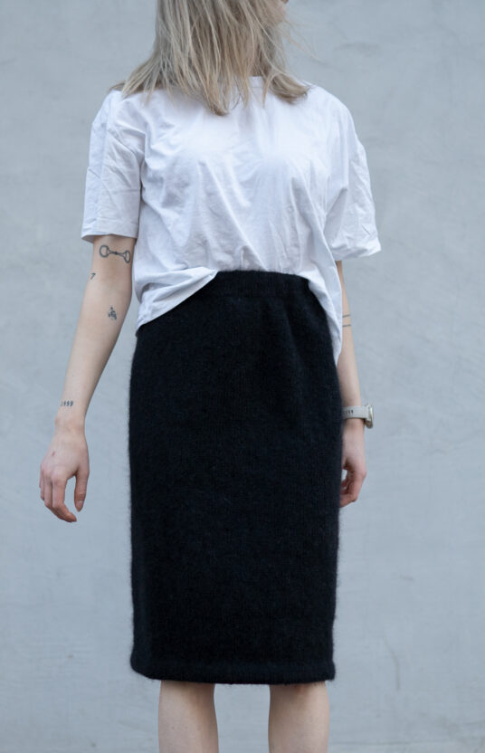 strikkaskjørt mohair langt