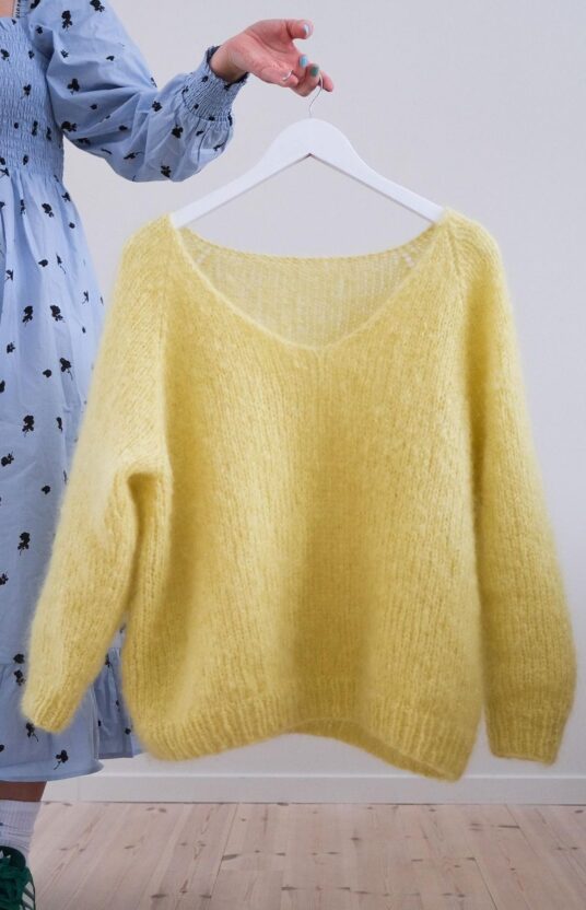 strikkeoppskrift mohair genser dame