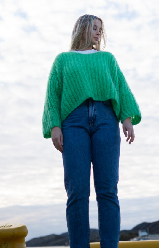 mohair genser dame strikkeoppskrift