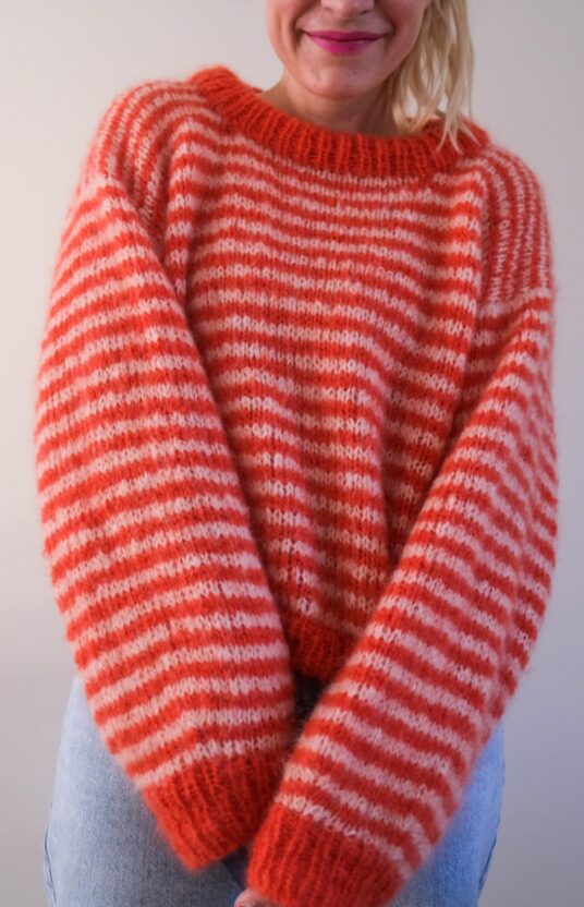 vanilla genser striper mohair strikkeoppskrift