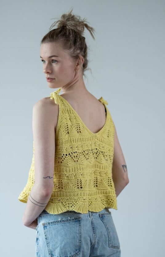 Sommerstrikk topp bomull oppskrift