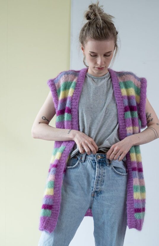 strikkeoppskrift vest dame