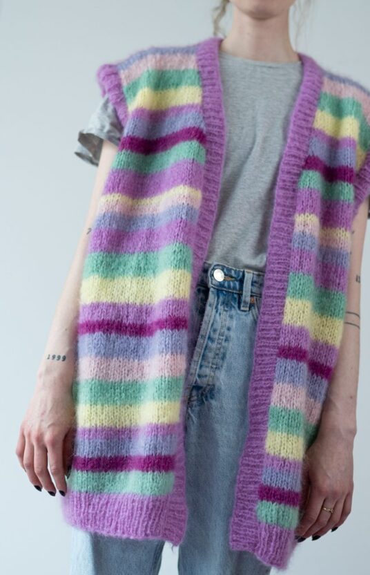 strikkeoppskrift vest dame