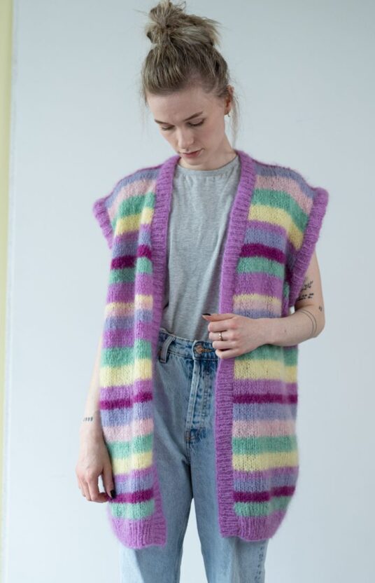 strikkeoppskrift vest dame