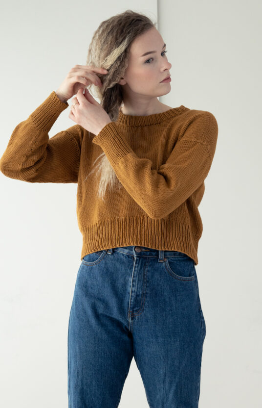 strikkeoppskrift genser bomull dame