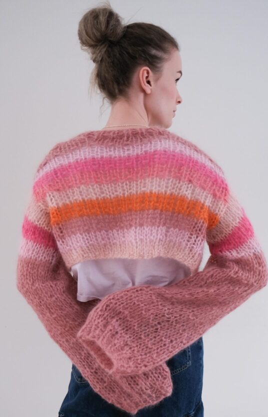 cropped cardigan strikkeoppskrift dame