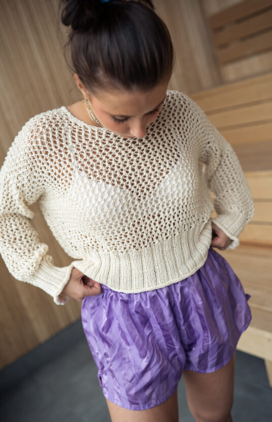 Sommerstrikk bomull genser dame