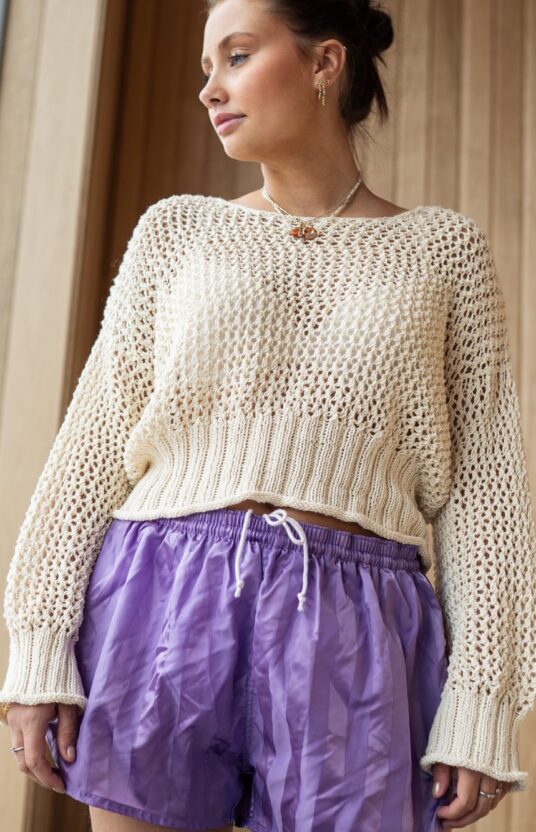 Sommerstrikk bomull genser dame