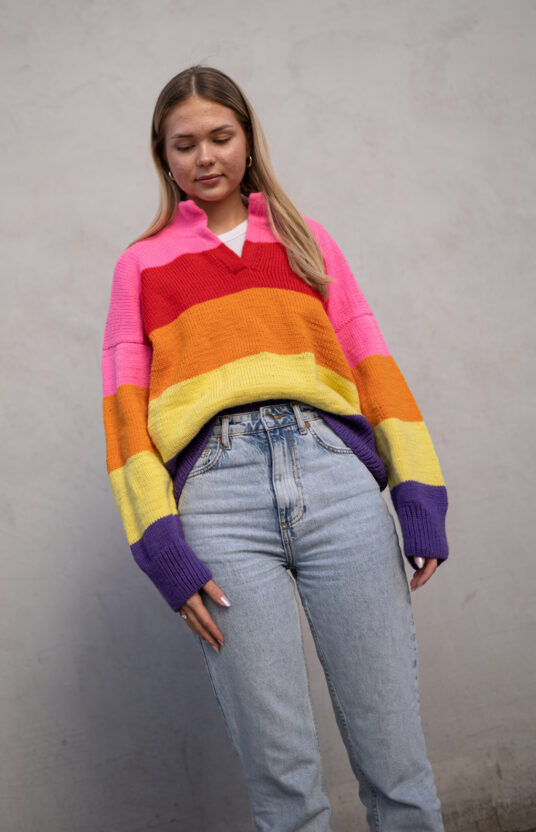 Stripet pologenser dame