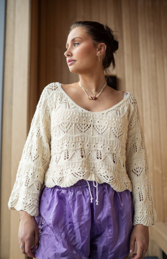 strikkeoppskrift sommergenser strukturstrikk