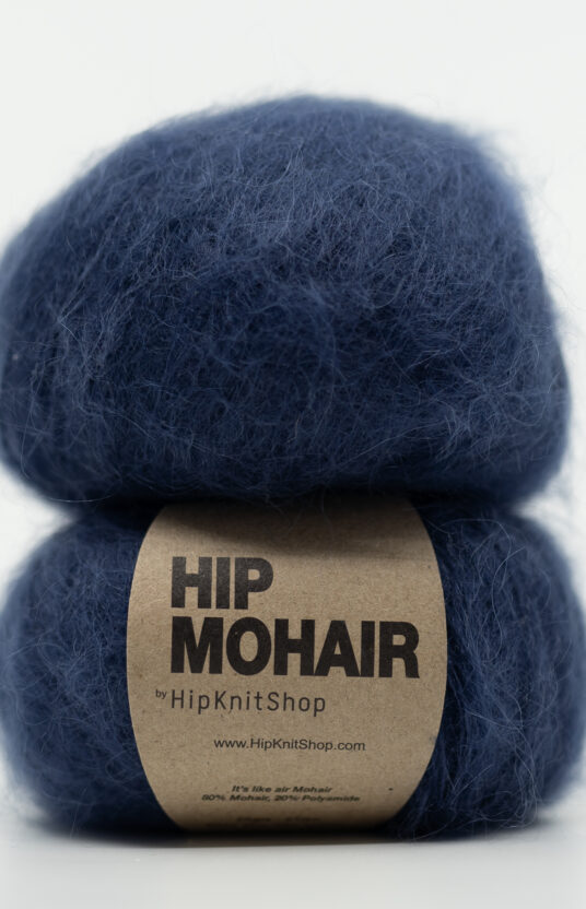 mohair garn mørk blå hip mohair