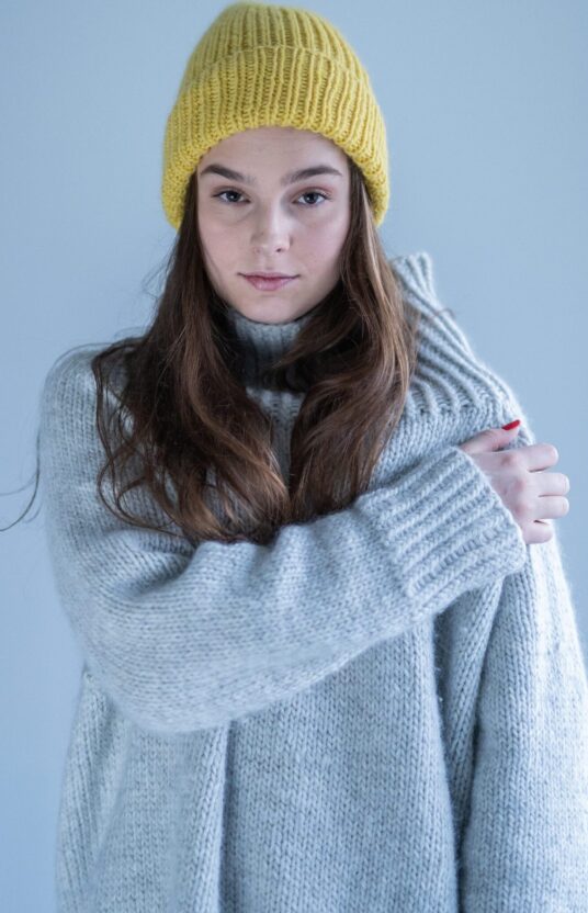 ribbestrikket lue oppskrift