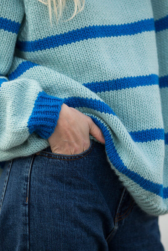 womens knitwear. knitting kit striped sweater