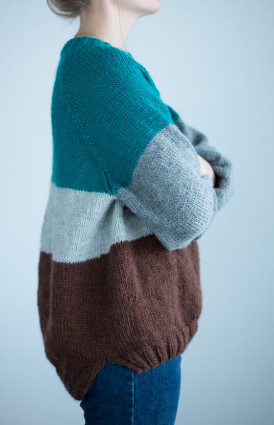 25735-Jubel-sweater-kit-1 - HipKnitShop women's cheer sweater knitting pattern