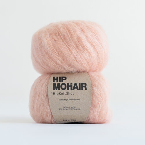 Peach-colored mohair yarn