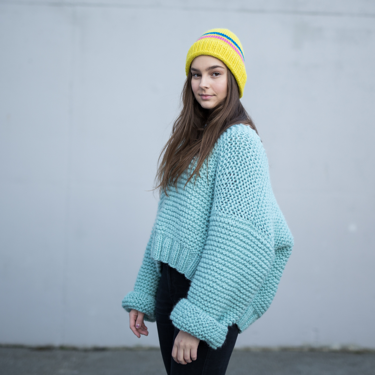 26619-Bossy-beanie-kit - HipKnitShop pom pom beanie knitting pattern