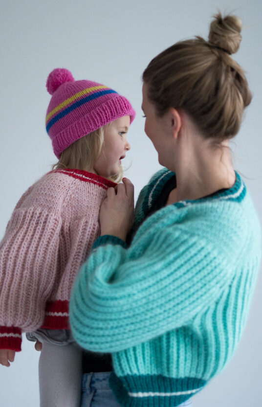 strikkejakke matching mor og barn jente jakke barm dame spektakelstrik