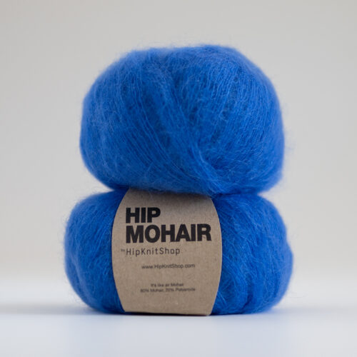 Bright blue mohair yarn
