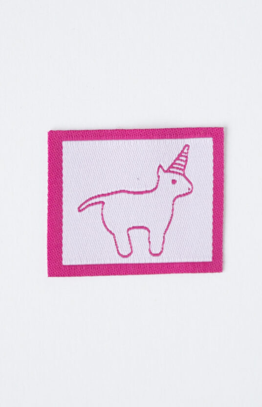 woven label unicorn