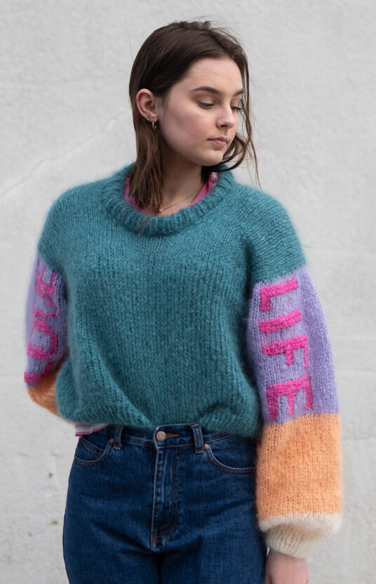 strikkeoppskrift enkel genser dame 80talls mohair strikk