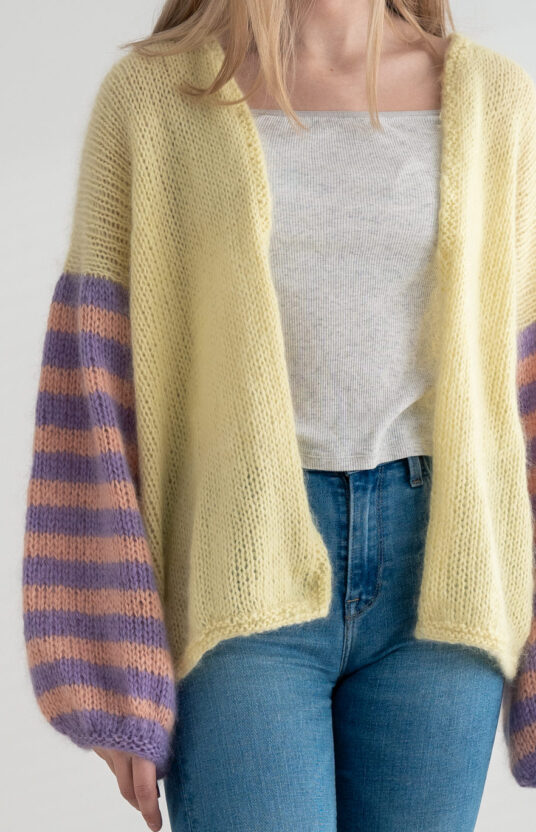 knitted jacket with stripes