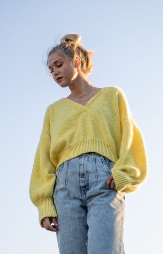 strikk dame bomull genser