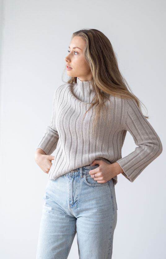 strikkegenser dame ribb oppskrift