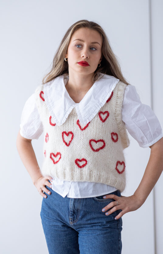 enkel strikkevest dame