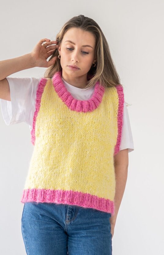 strikke vest dame oppskrift